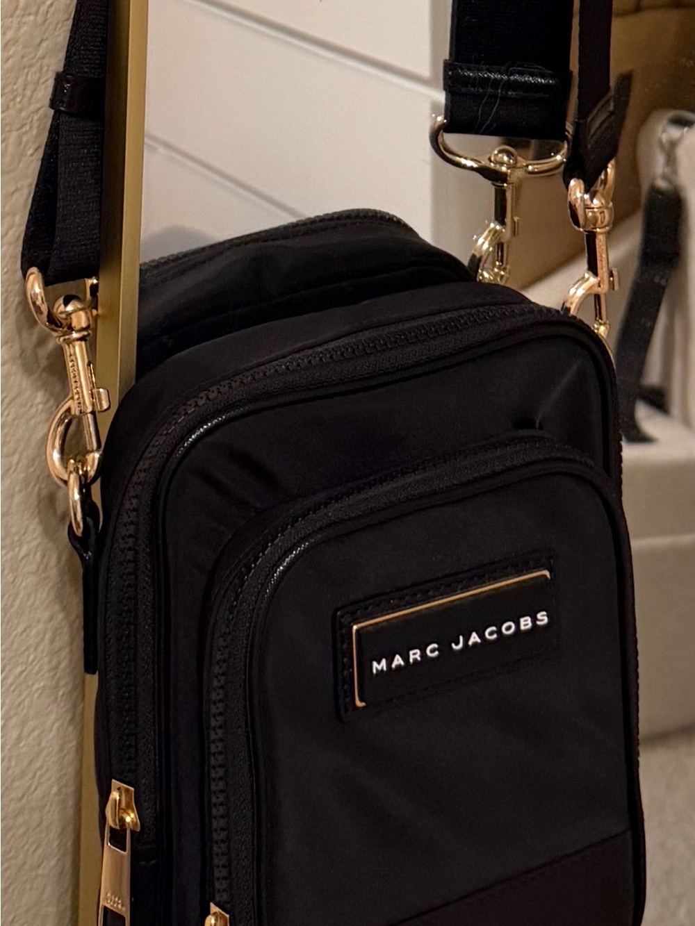 Marc Jacobs Black Crossbody Belt Bag with Gold Hardware